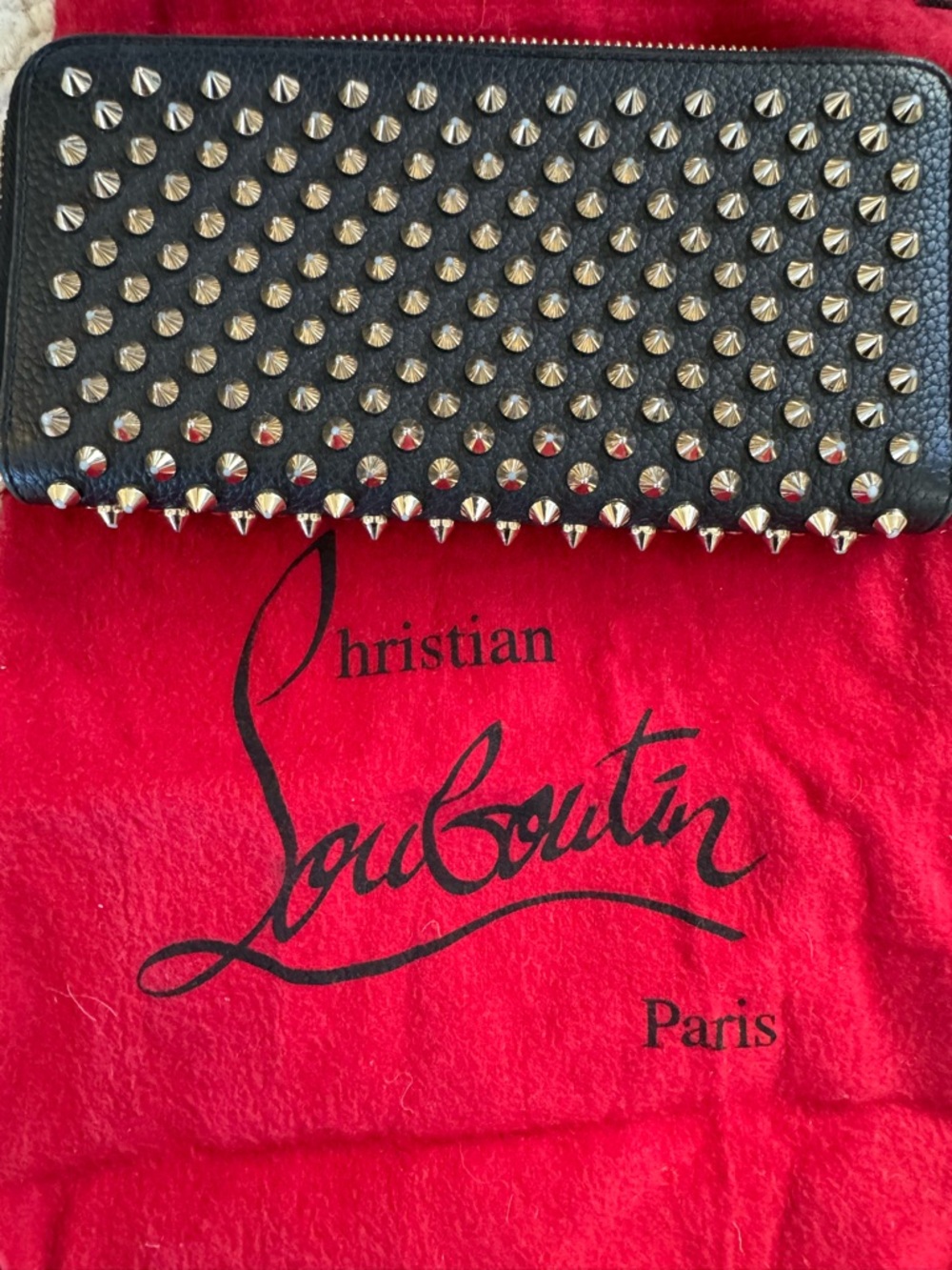 Christian Louboutin Black Studded Zip-Around Wallet